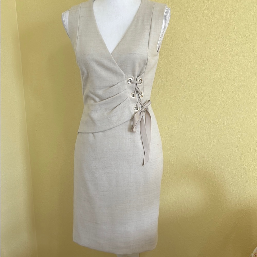 ANTONIO MELANI Cream Midi Dress with Elegant Silhouette